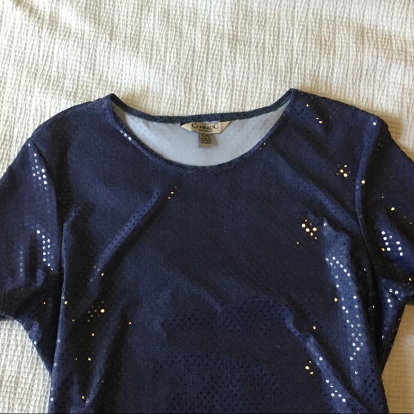 ConradC Navy Blue Top with iridescent flat sequins - Picture 6 of 8